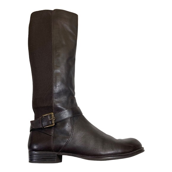 Isaac Mizrahi Live Womens 6.5M Trot Brown Leather Stretch Calf Knee High Boots - Picture 8 of 12